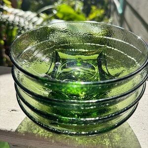 Vintage Hazel Atlas Colony Glass - Pebbletone Avocado Green – Set of 4 bowls